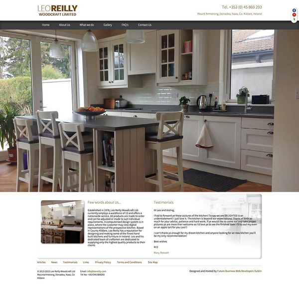 Website for Leo Reilly Woodcraft Ltd. 