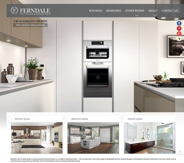 Website for FERNDALE Kitchens and Interiors