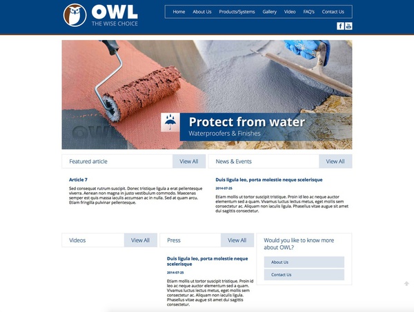 Website for OWL Waterproofing