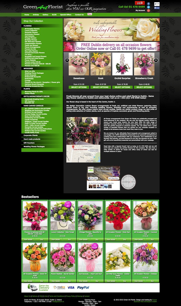 Website for Green Art Florist Dublin