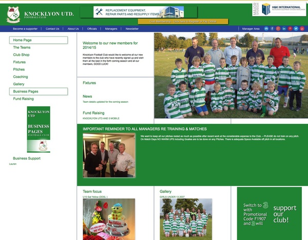 Website for Knocklyon United Football Club