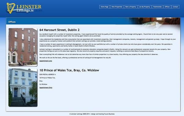 Website for Leinster Lettings