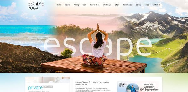 Website for Escape Yoga