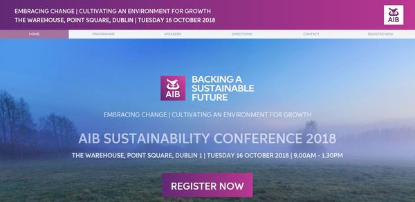 Website for AIB sustainability conference