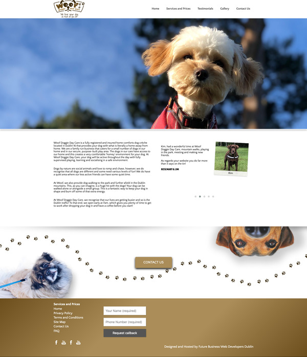 Website for Woof Doggie Day Care