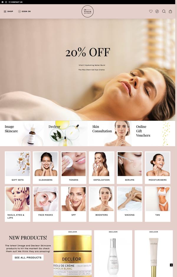 Website for In Vogue Beauty Salon