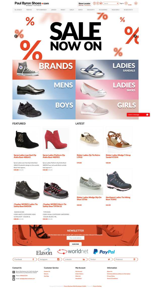 Website for Paul Byron Shoes